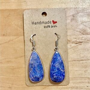 Fantastic Purple Fossil Coral Earrings - 925 Stamped